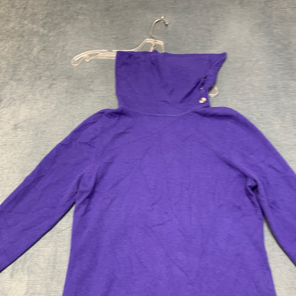 Jones New York Sweater Womens Petite Large Purple Tight Knit Mock Neck Pullover - Picture 4 of 16